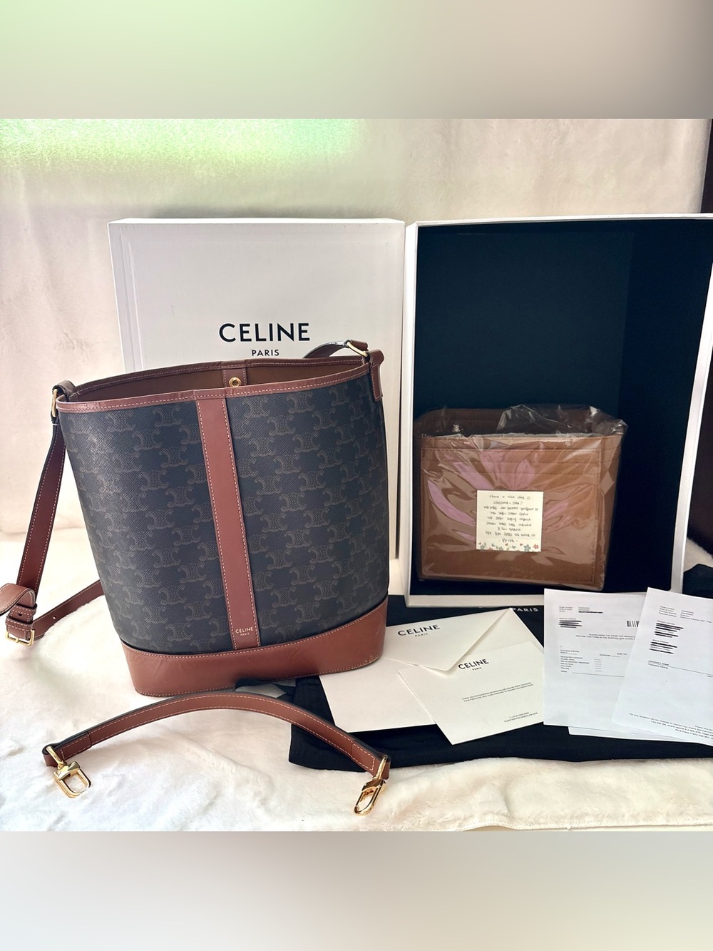 Celine Triomphe Canvas bucket Bag
